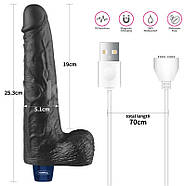 REAL SOFTEE Rechargeable Vibrating Dildo(Black) 10.0, фото 3