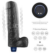 REAL SOFTEE Rechargeable Vibrating Dildo(Black) 10.0, фото 4