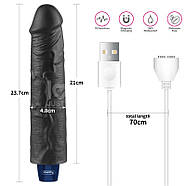 REAL SOFTEE Rechargeable Vibrating Dildo(Black) 9.5, фото 3