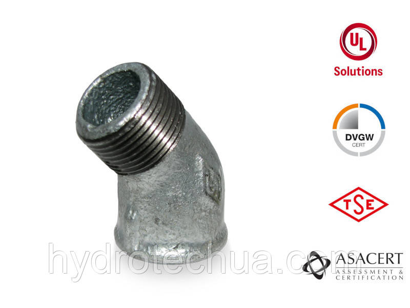 Кут 45° оцинкований ЗВ 3/4" Hydro-T, фото 1
