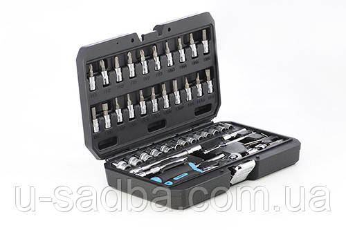Набір насадок (інструментів) торцевих з тріскачкою CrV 1/4 (90Т) (46 шт.) APRO 251446 - фото 1 - id-p2371421449