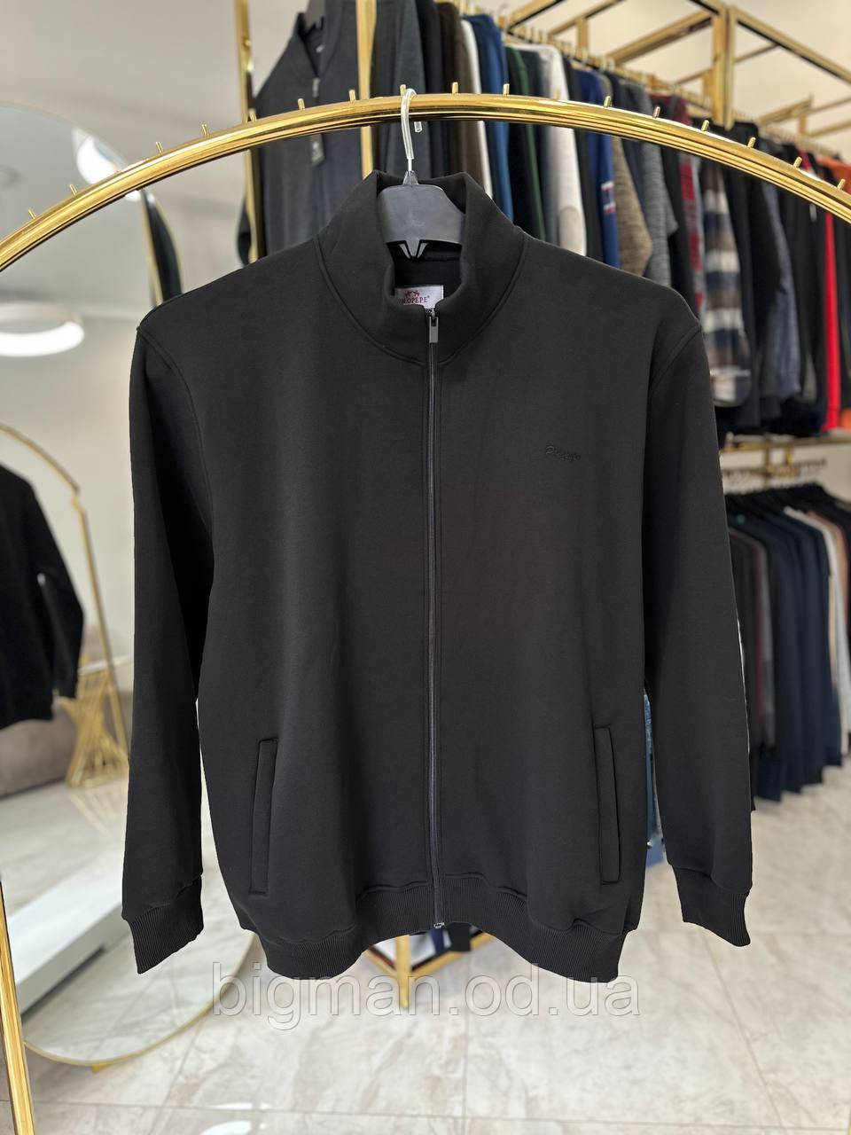 Чоловіча кофта на флісі PoloPepe 1795 (батал) 3-9XL чорна