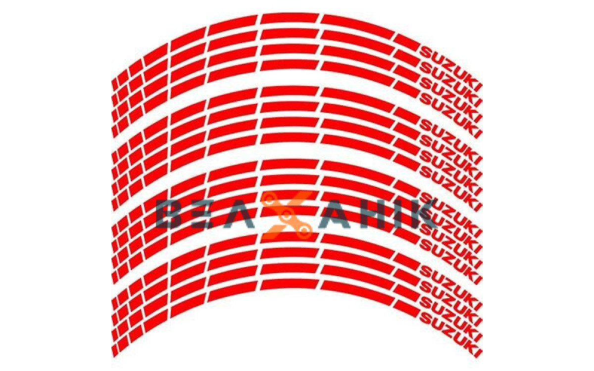 Наклейка на обід колеса Suzuki Red, фото 1