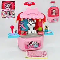 Дитячий грумінг-салон у валізі 008-980-3, м'яка іграшка, аксесуари, полички, приладдя
