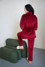 Костюм домашній ВЕЛЮРОВИЙ ЖАКЕТ+ШТАНЦІ ШАЛЬ БОРДОВИЙ 905 БАТАЛ 2XL-5XL, фото 3