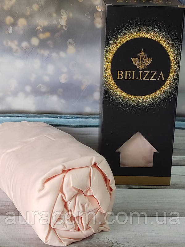 Persik 160х200см., сатинове простирадло на резинці. Belizza Туреччина.