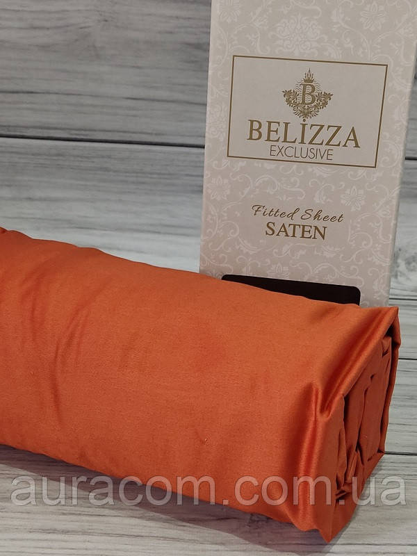 Oranc 160х200см., сатинове простирадло на резинці з наволочками. Belizza Туреччина., фото 1