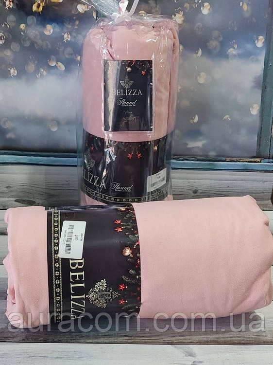 Pudra 180х200 см. Фланель. Простирадло на резинці з наволочками. Belizza Туреччина., фото 1