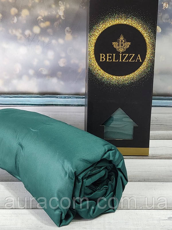 P. yesil 180х200см., сатинове простирадло на резинці з наволочками. Belizza Туреччина., фото 1