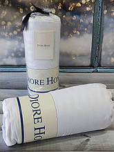 160х200см. Простирадло на резинці. Сатин-страйп. White. Diore Туреччина.