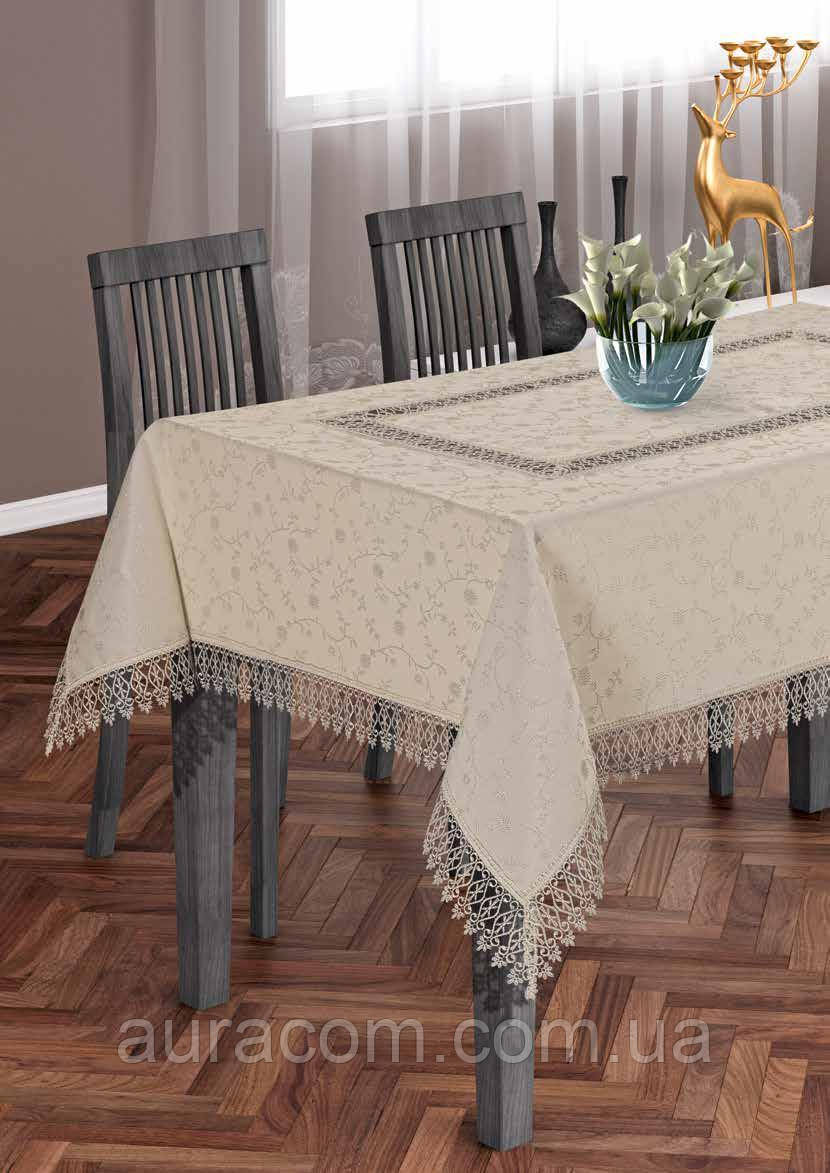 Tropik Home FRINGED AGK 242. Скатертина 160x200 POLYESTER MASA JAKARD PANO