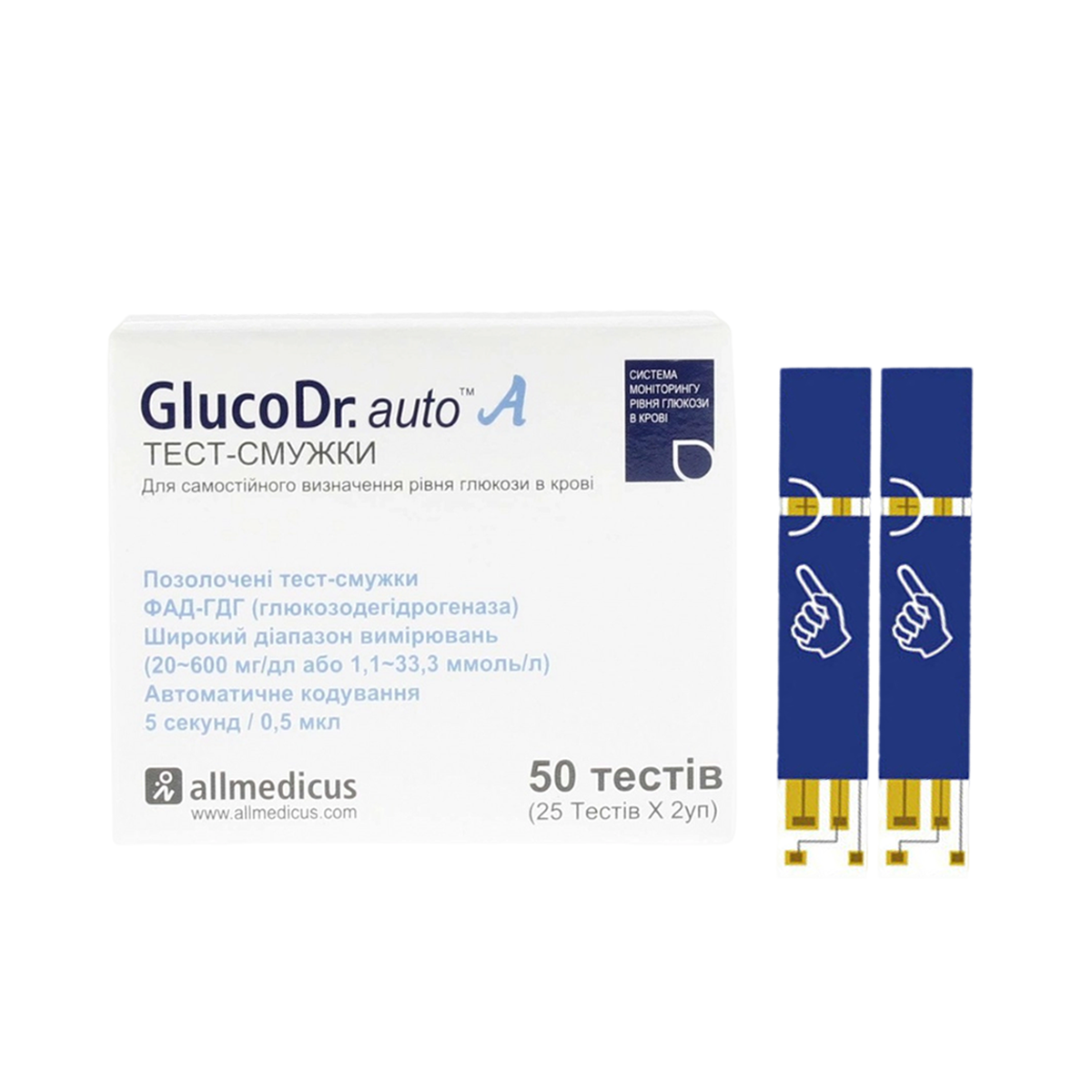 Тест смужки ГлюкоДоктор (GlucoDr)/100 штук, фото 1