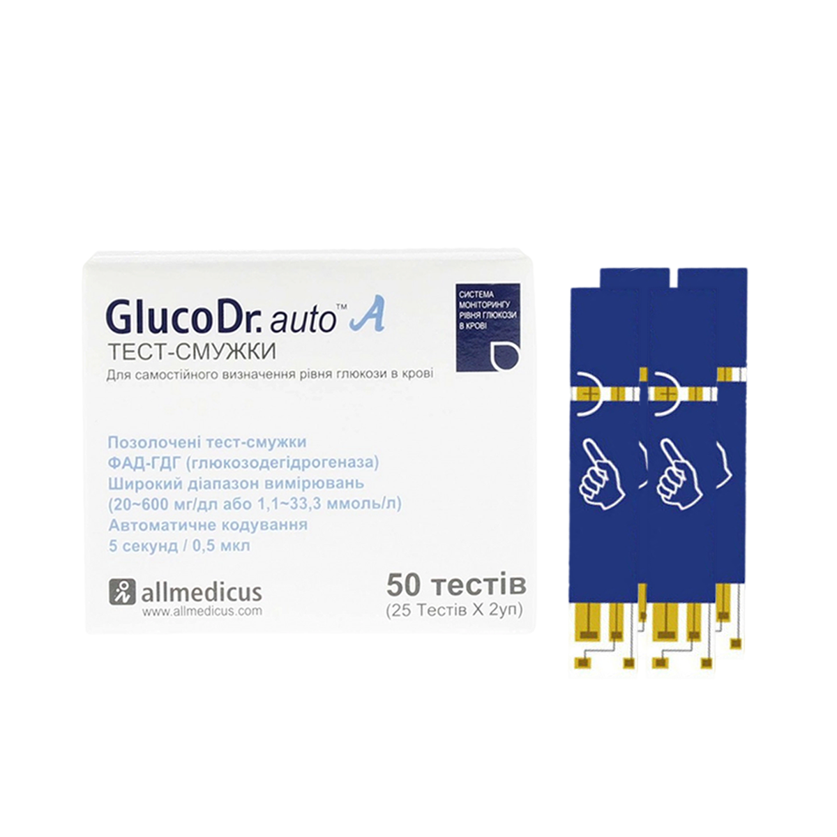 Тест смужки ГлюкоДоктор (GlucoDr)/200 штук