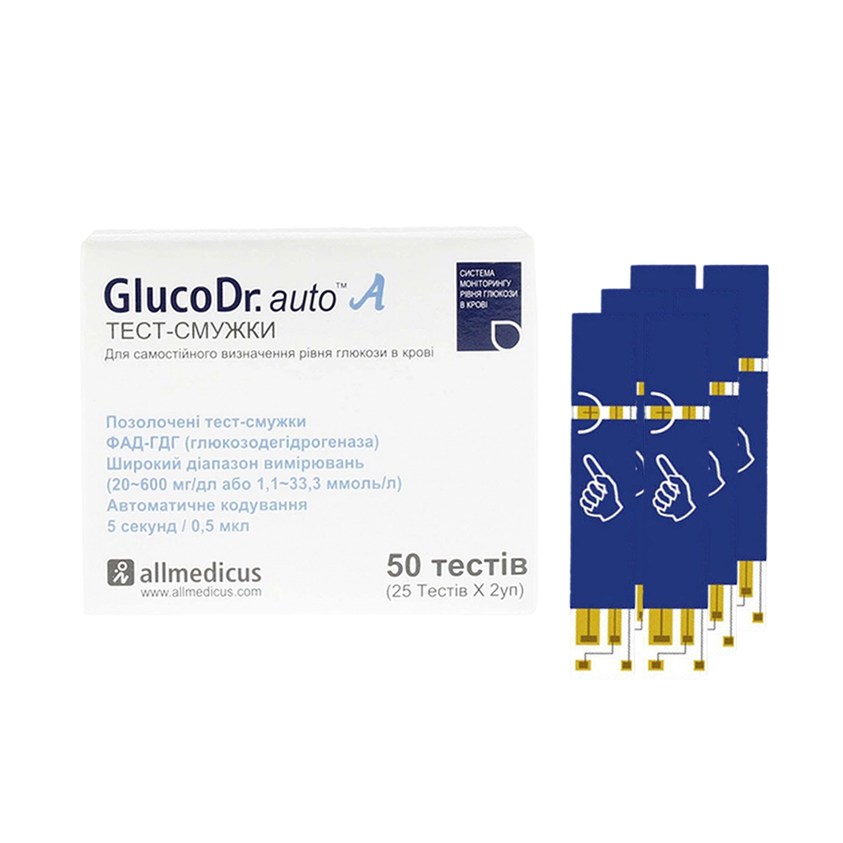Тест смужки ГлюкоДоктор (GlucoDr)/300 штук