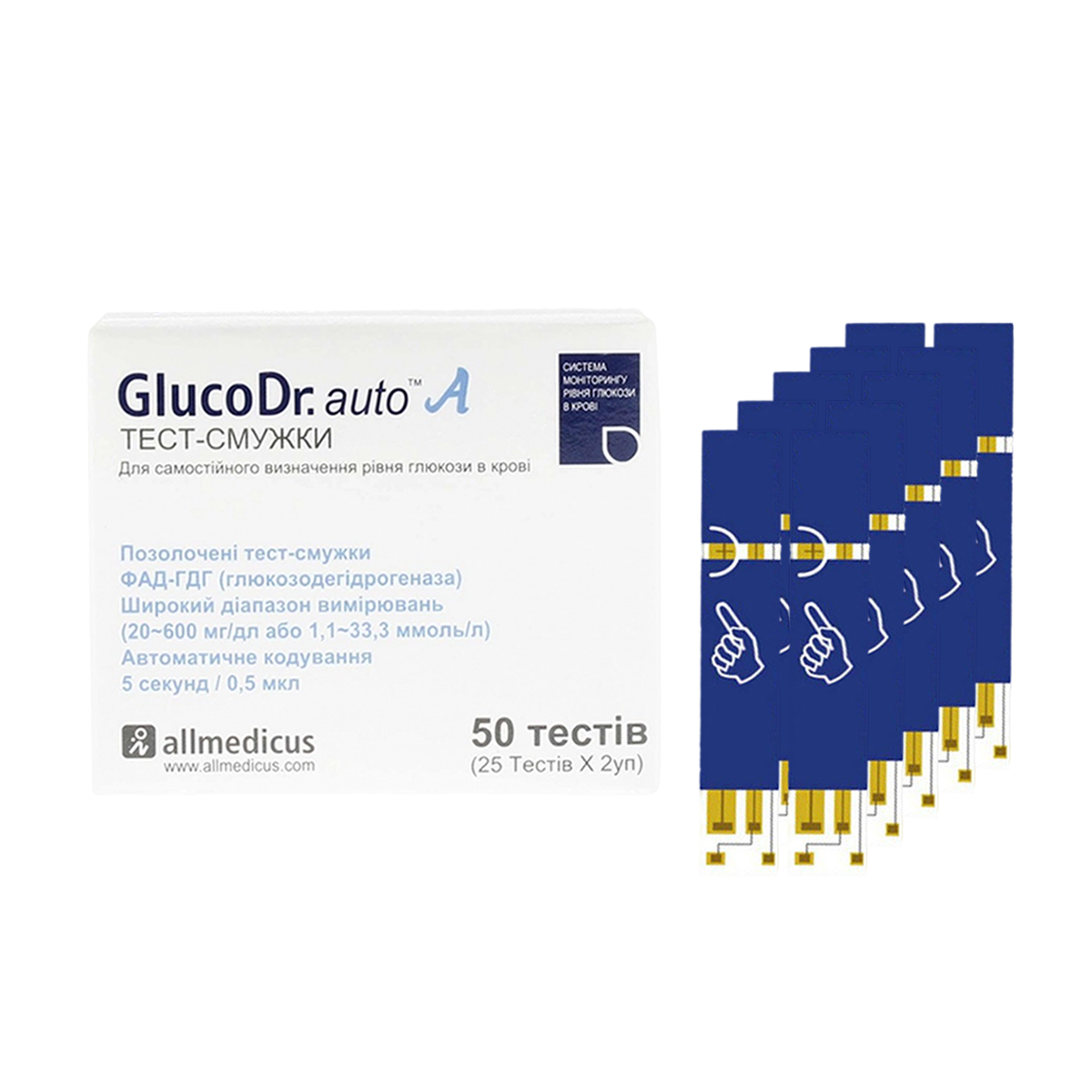 Тест смужки ГлюкоДоктор (GlucoDr)/500 штук