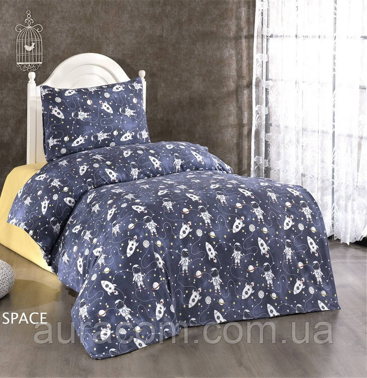 Полуторний розмір, постільна білизна з фланелі-байки,Space, Belizza, Туреччина., фото 1