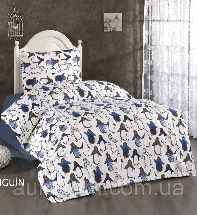 Полуторний комплект постільної білизни, фланелева (байка). Penguen, Belizza, Туреччина.