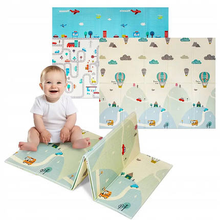 Килимок термо 2-х сторонній ігровий розвиваючий складний Lionelo Salma Multicolor (розмір 180х120см, EVA), фото 1