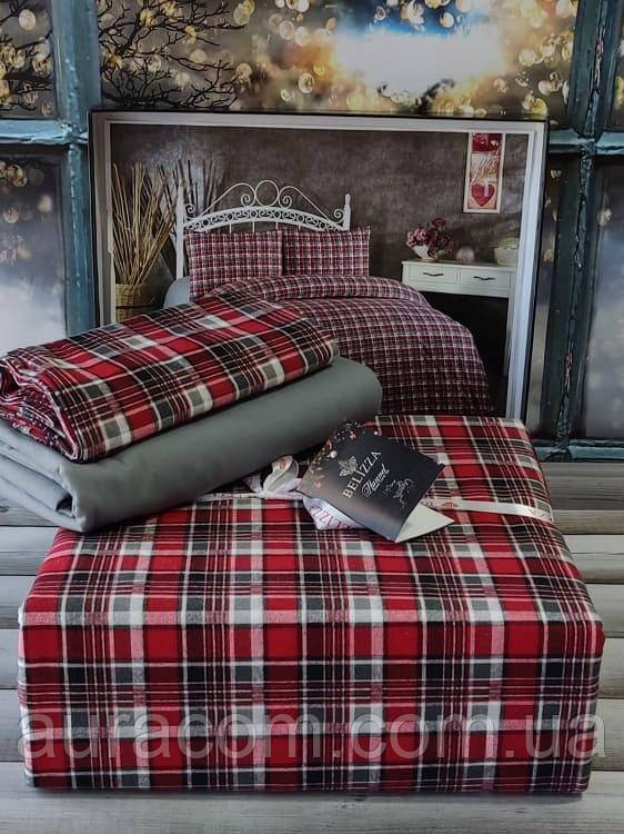 Фланель/байка, комплект постільної білизни, розмір євро, Classical red, Belizza Турція., фото 1