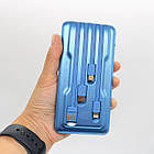Повербанк 10000мАч на сонячній батареї 4в1, Синій / Портативний зарядний пристрій / PowerBank з ліхтариком, фото 9