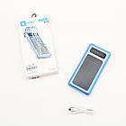Повербанк 10000мАч на сонячній батареї 4в1, Синій / Портативний зарядний пристрій / PowerBank з ліхтариком, фото 10