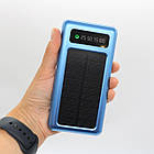 Повербанк 10000мАч на сонячній батареї 4в1, Синій / Портативний зарядний пристрій / PowerBank з ліхтариком, фото 8