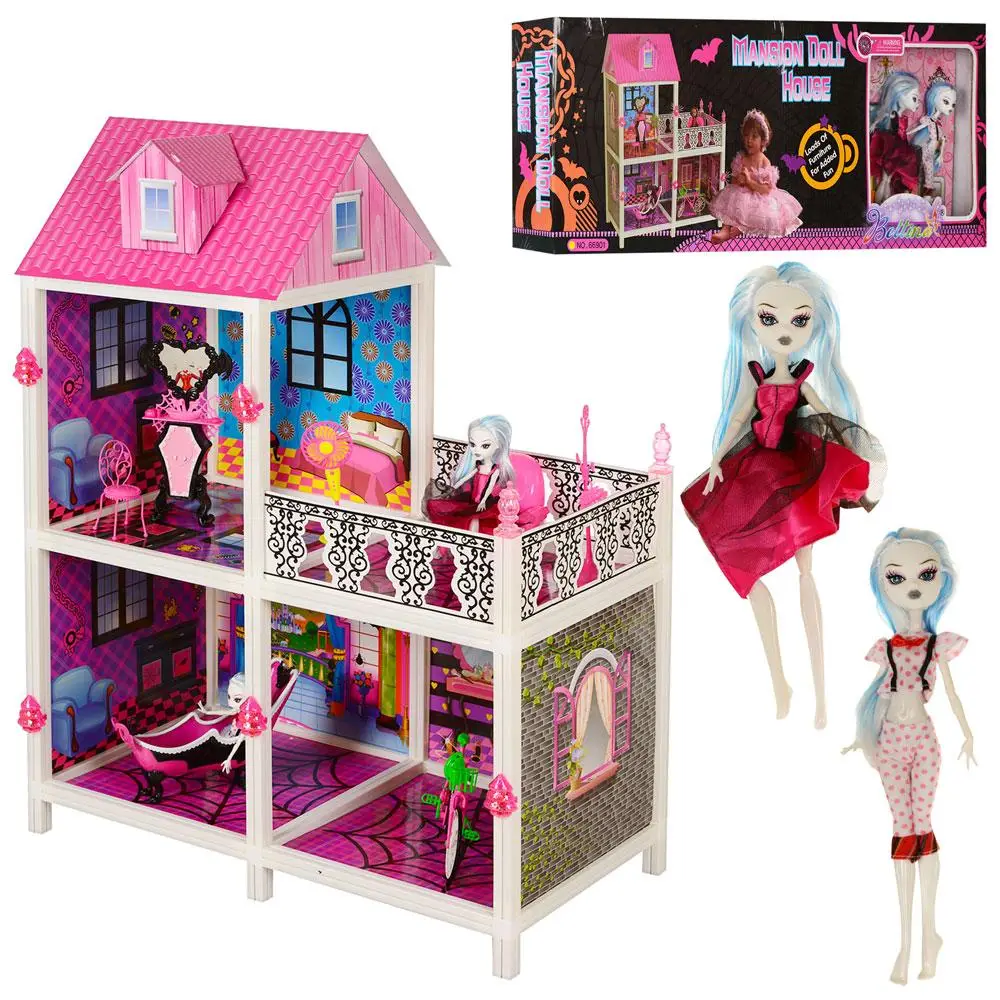 Ляльковий будиночок Monster High (Монстер Хай) 77х41х100 см, 2 поверхи, меблі, 2 ляльки по 26см, 66901