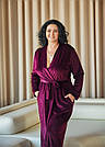 Халат ВЛЮРОВИЙ ДОВГИЙ жіночий БАТАЛ L-3XL МАРСАЛА/ГРАНАТ 722, фото 2
