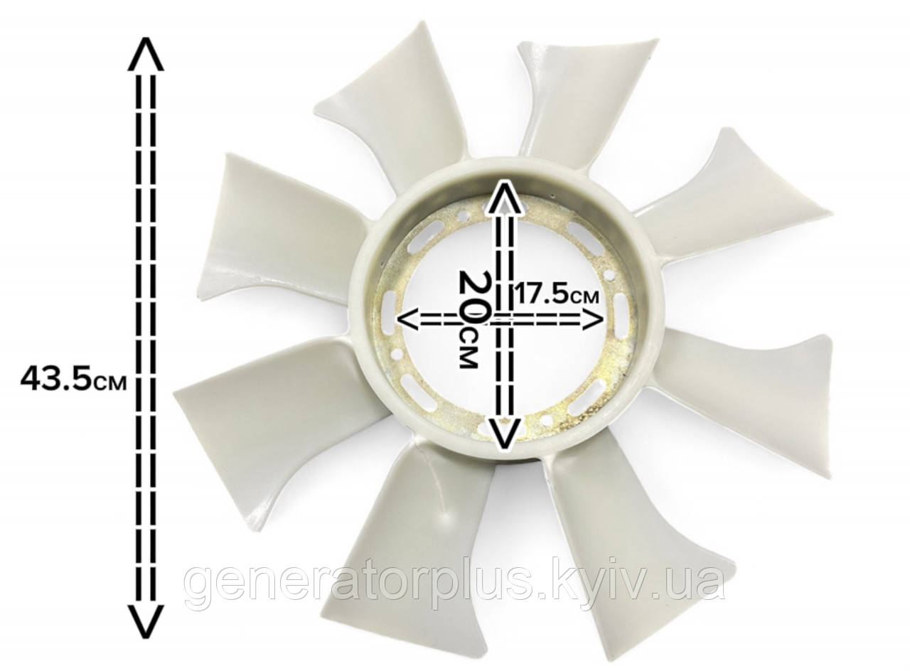 Крильчатка вентилятора 8 лопатей генератори Ricardo/Matari 8-97078662, фото 1