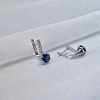 Срібні сережки із Синіми каменями срібло 925 проби Родоване 82112с 2.50г