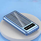 Повербанк 10000мАч на сонячній батареї 4в1, Синій / Портативний зарядний пристрій / PowerBank з ліхтариком, фото 7