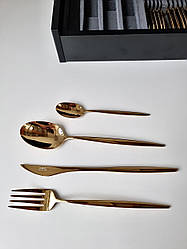 Набір столових приладів 24 пр Dalper Cosmos shiny Gold в дерев'яній коробці