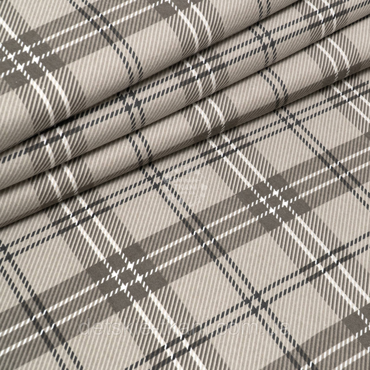 Фланель "Шотландська бежева клітинка", ширина 240 см, фото 1