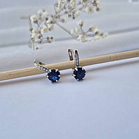 Срібні сережки із Синіми каменями срібло 925 проби Родоване 82049с 3.00г