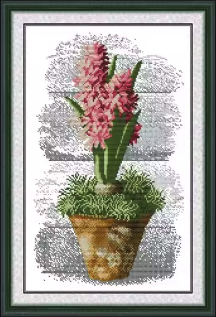 Набір для вишивання за нанесеною на канву схемою "Pink Hyacinth".AIDA 14CT printed , 31*46 см, фото 1