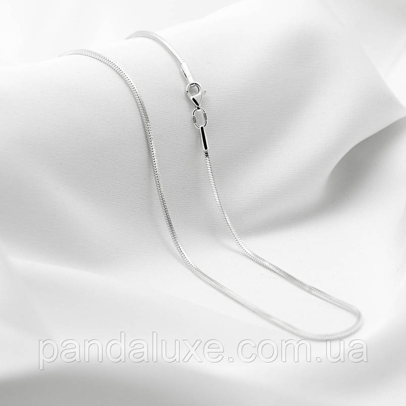 Срібний ланцюг на шию Снейк квадратний (змійка), ширина ланцюжка 2 мм 45 см, фото 3