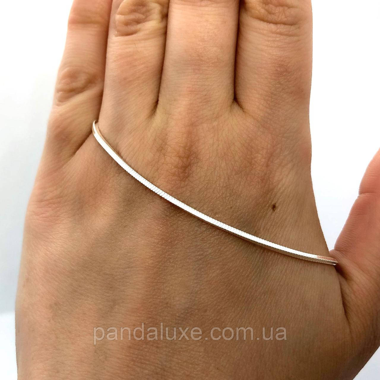 Срібний ланцюг на шию Снейк квадратний (змійка), ширина ланцюжка 2 мм 45 см