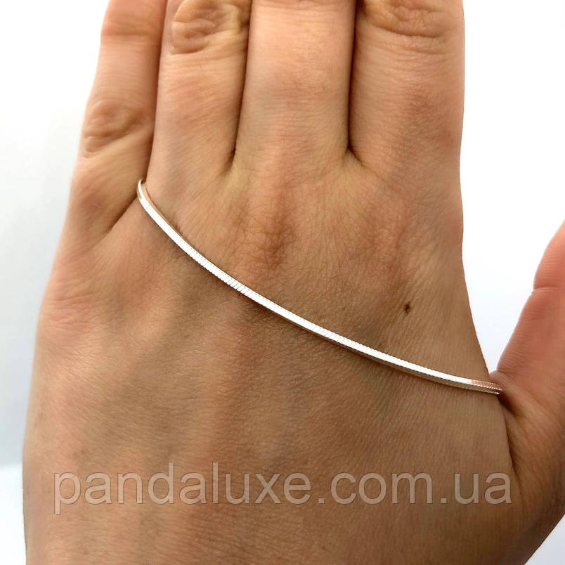 Срібний ланцюг на шию Снейк квадратний (змійка), ширина ланцюжка 2 мм 45 см, фото 1