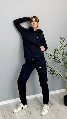 Жіночий спортивний костюм Nike теплий на флісі зимовий з капюшоном повсякденний костюм унісекс модний зручний 46, фото 3