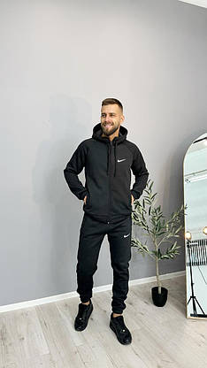 Жіночий спортивний костюм Nike теплий на флісі зимовий з капюшоном повсякденний костюм унісекс темно-сірий колір 46, фото 5