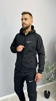 Жіночий спортивний костюм Nike теплий на флісі зимовий з капюшоном повсякденний костюм унісекс темно-сірий колір 46, фото 6
