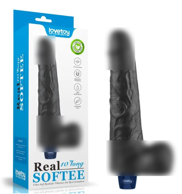 REAL SOFTEE Rechargeable Vibrating Dildo(Black) 10.0, фото 1