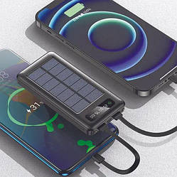 Зовнішній акумулятор із сонячною зарядкою і ліхтарем Power Bank A88-1 30000 mAh (35223)