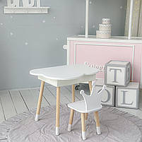 Дитячий столик з ящиком 54х68х50 і стільчик корона 26.5х26х25, стіл та стілець для дівчинки, білий, фото 5