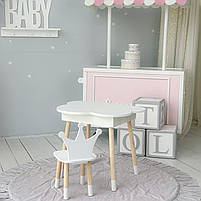 Дитячий столик з ящиком 54х68х50 і стільчик корона 26.5х26х25, стіл та стілець для дівчинки, білий, фото 7
