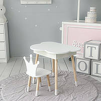 Дитячий столик з ящиком 54х68х50 і стільчик корона 26.5х26х25, стіл та стілець для дівчинки, білий, фото 8