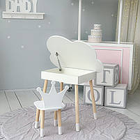 Дитячий столик з ящиком 54х68х50 і стільчик корона 26.5х26х25, стіл та стілець для дівчинки, білий, фото 10