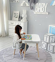 Дитячий столик з ящиком 54х68х50 і стільчик корона 26.5х26х25, стіл та стілець для дівчинки, білий, фото 9
