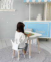 Дитячий столик з ящиком 54х68х50 і стільчик корона 26.5х26х25, стіл та стілець для дівчинки, білий, фото 6