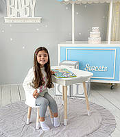 Дитячий столик з ящиком 54х68х50 і стільчик корона 26.5х26х25, стіл та стілець для дівчинки, білий, фото 3